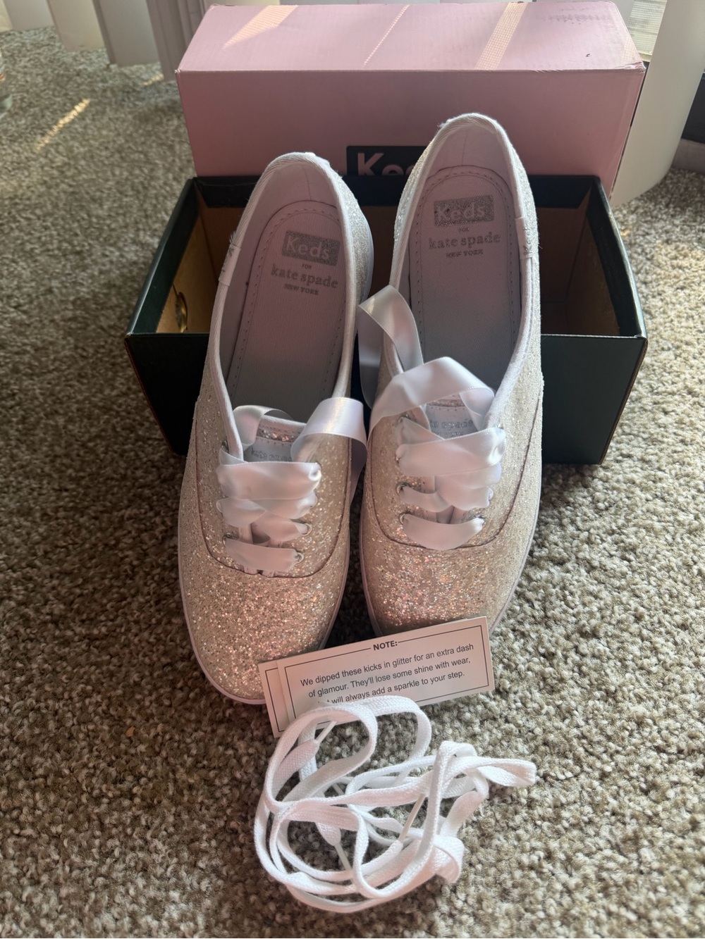 kate spade Glitter Lace-Up Sneakers - Silver Sparkle